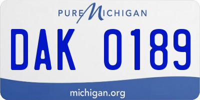 MI license plate DAK0189