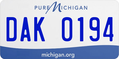 MI license plate DAK0194