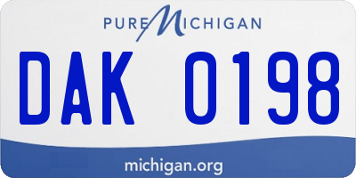 MI license plate DAK0198