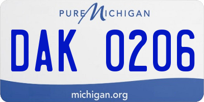 MI license plate DAK0206