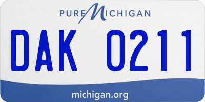 MI license plate DAK0211