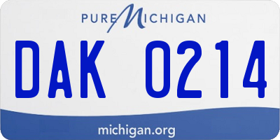 MI license plate DAK0214