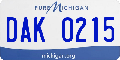 MI license plate DAK0215