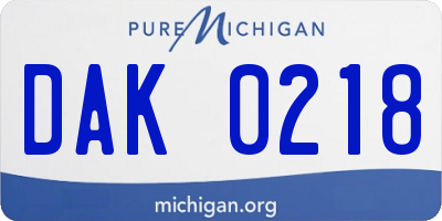MI license plate DAK0218