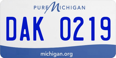 MI license plate DAK0219