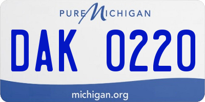 MI license plate DAK0220