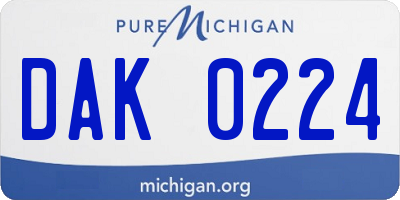 MI license plate DAK0224