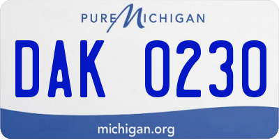 MI license plate DAK0230