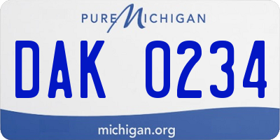 MI license plate DAK0234