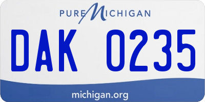 MI license plate DAK0235
