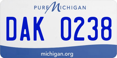 MI license plate DAK0238