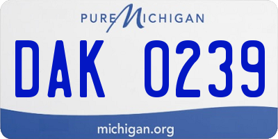 MI license plate DAK0239