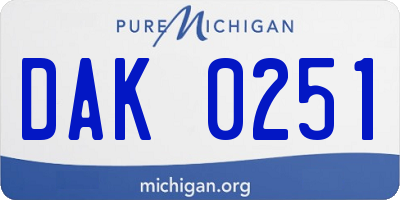 MI license plate DAK0251