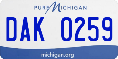MI license plate DAK0259