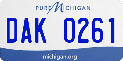 MI license plate DAK0261