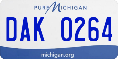 MI license plate DAK0264