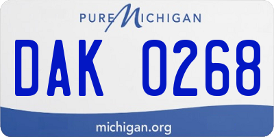 MI license plate DAK0268