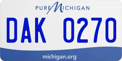 MI license plate DAK0270