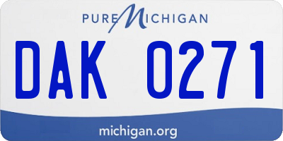 MI license plate DAK0271