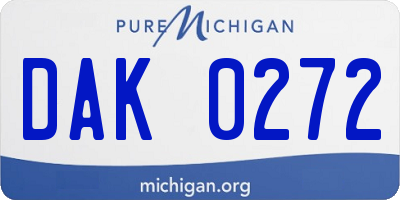 MI license plate DAK0272