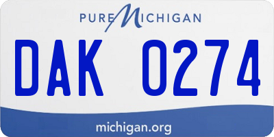 MI license plate DAK0274