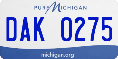 MI license plate DAK0275
