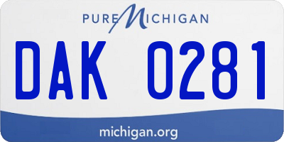 MI license plate DAK0281