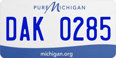 MI license plate DAK0285