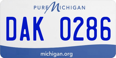 MI license plate DAK0286