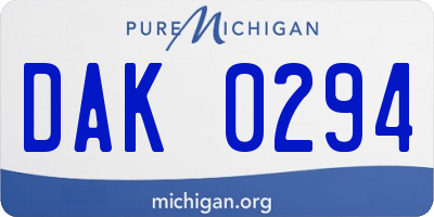 MI license plate DAK0294