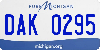 MI license plate DAK0295