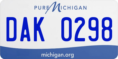 MI license plate DAK0298