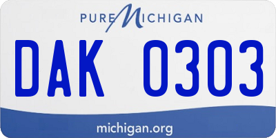MI license plate DAK0303