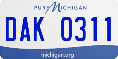 MI license plate DAK0311