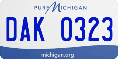 MI license plate DAK0323