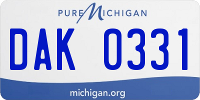 MI license plate DAK0331