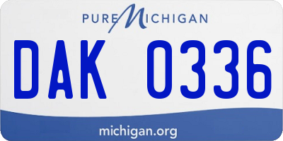 MI license plate DAK0336