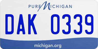 MI license plate DAK0339