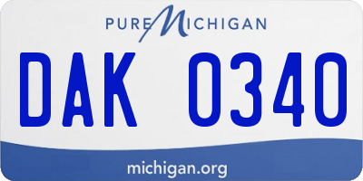 MI license plate DAK0340
