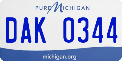 MI license plate DAK0344