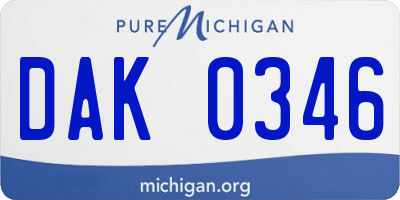 MI license plate DAK0346