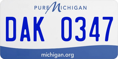 MI license plate DAK0347