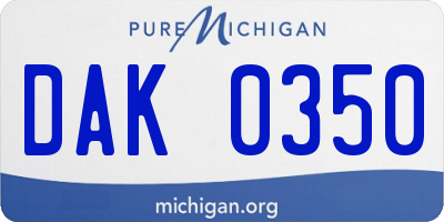 MI license plate DAK0350
