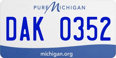 MI license plate DAK0352
