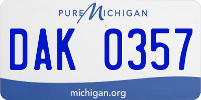 MI license plate DAK0357