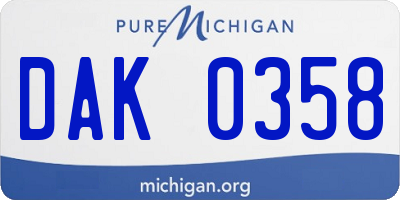 MI license plate DAK0358
