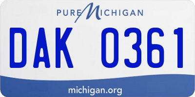 MI license plate DAK0361