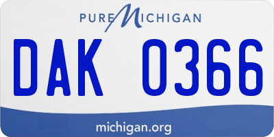 MI license plate DAK0366
