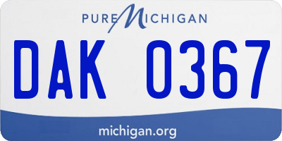 MI license plate DAK0367