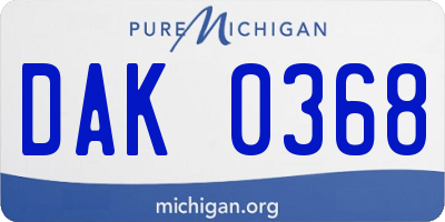 MI license plate DAK0368